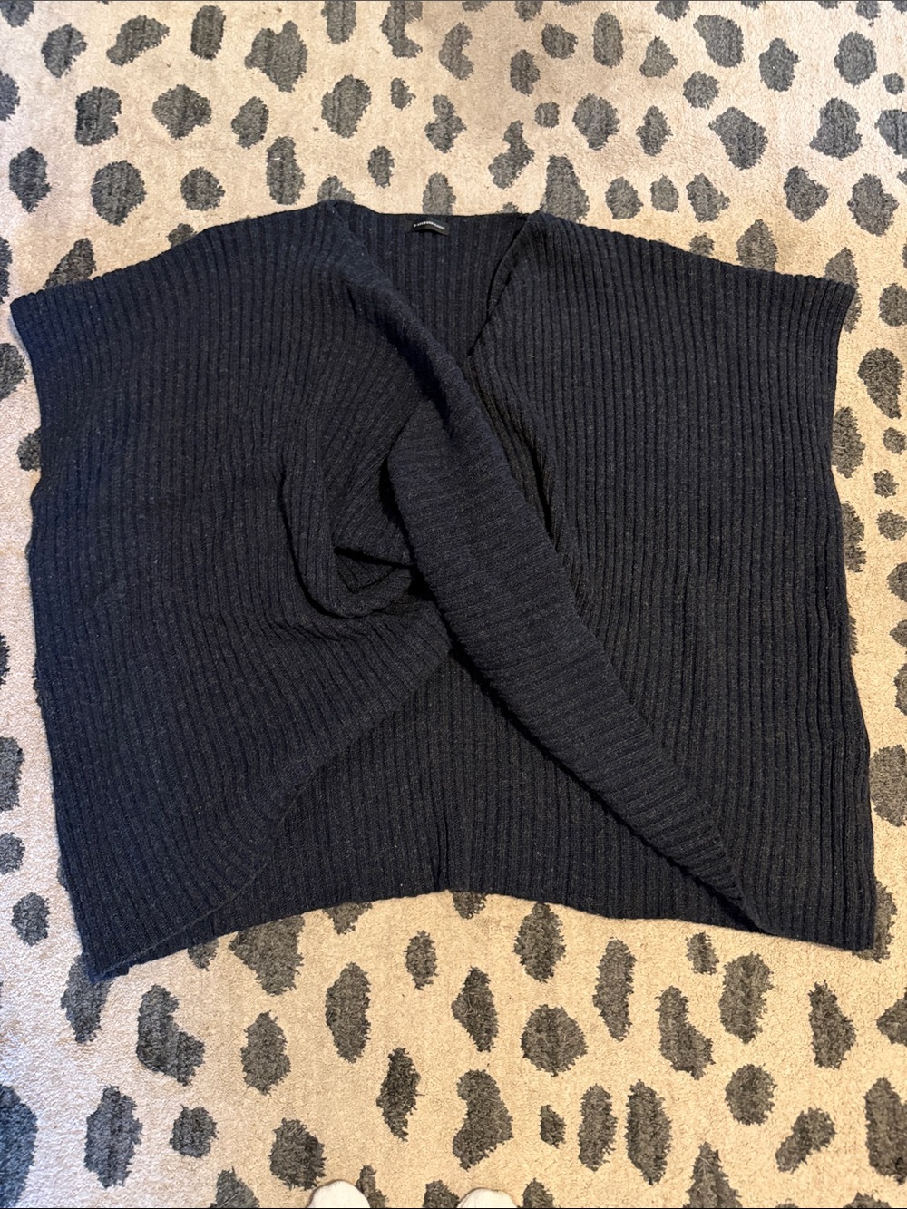 Anthropologie Black Ribbed Twist-Poncho Sweater